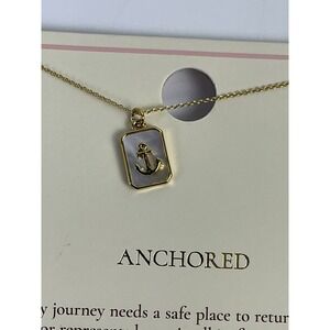 Tiny Tags Anchored Anchor Mother's Precious Gift Necklace Gold Tone 16"
